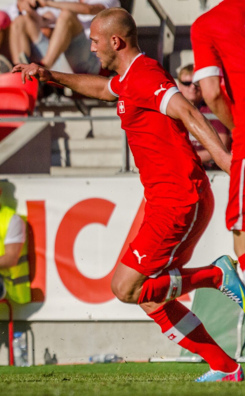 Arlind Ajeti playing for the Switzerland under-21 team