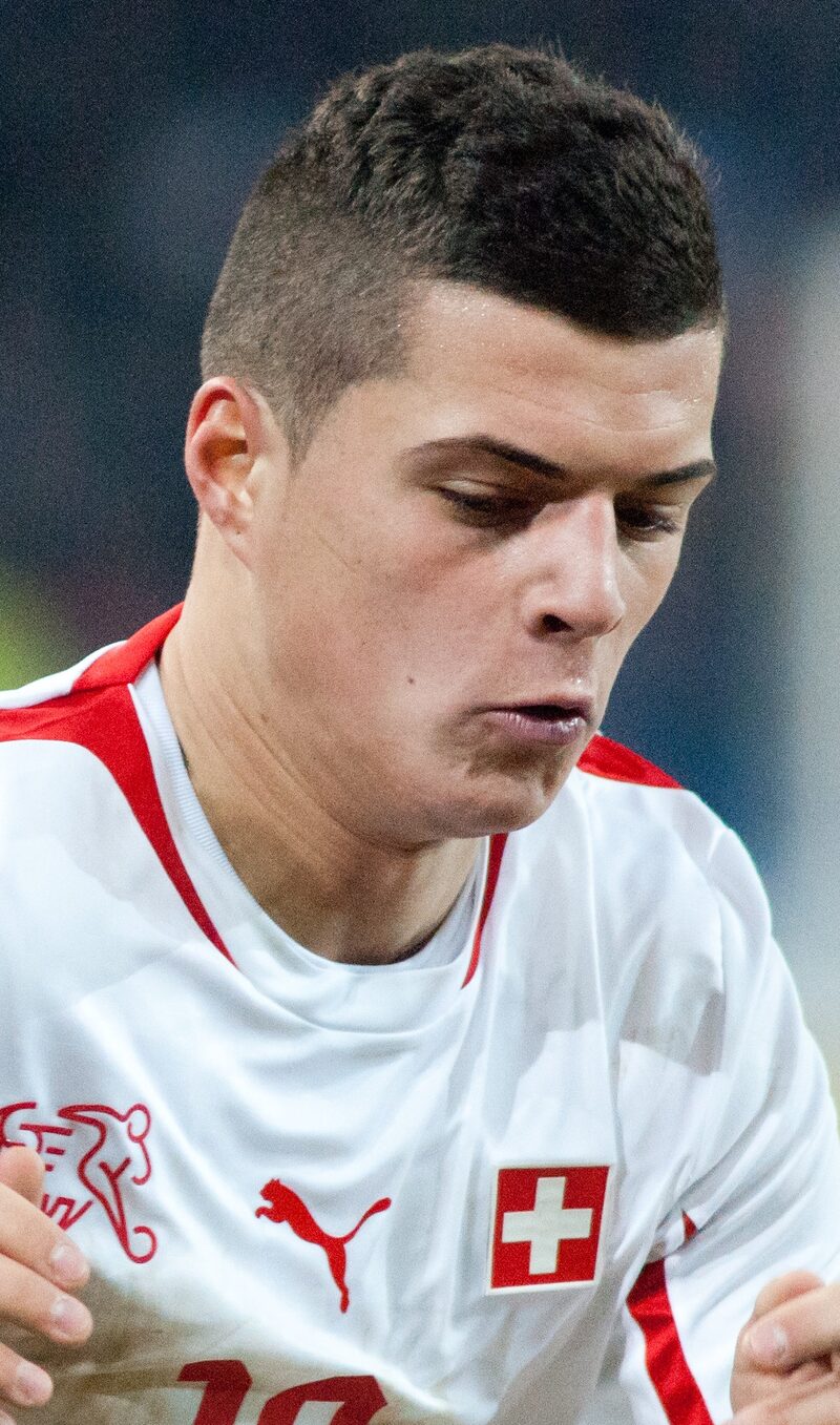 Granit Xhaka in the Switzerland shirt during a match against Argentina in Bern, February 2012