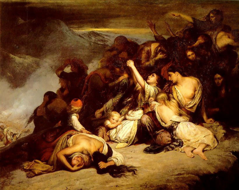Die Suliotinnen, Gemälde von Ary Scheffer aus dem Jahr 1827, das die Frauen von Souli bei Zalongo zeigt