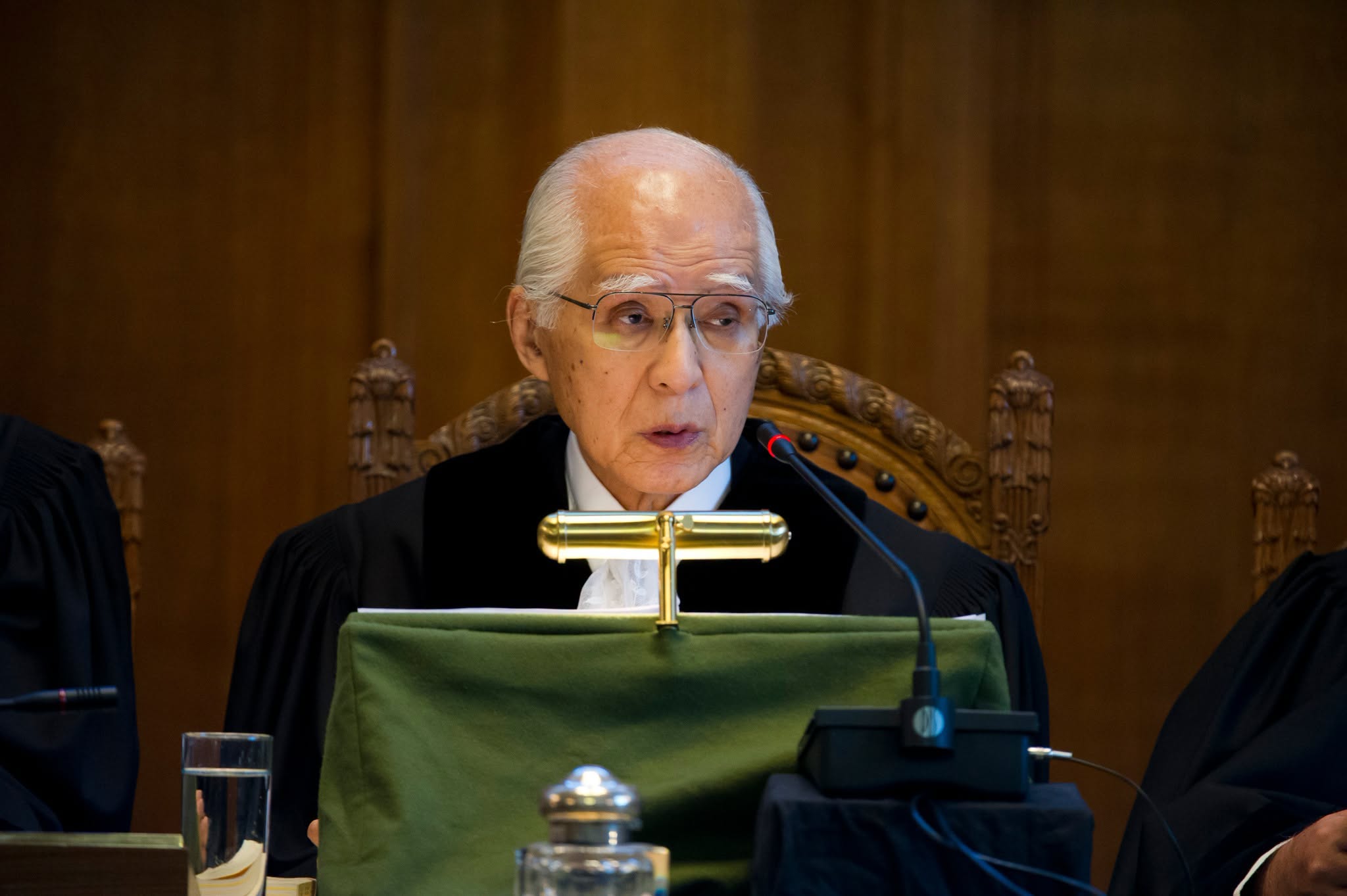 Hisashi Owada at the International Court of Justice on 1 February 2012, reading the advisory opinion in the IFAD/ILO case