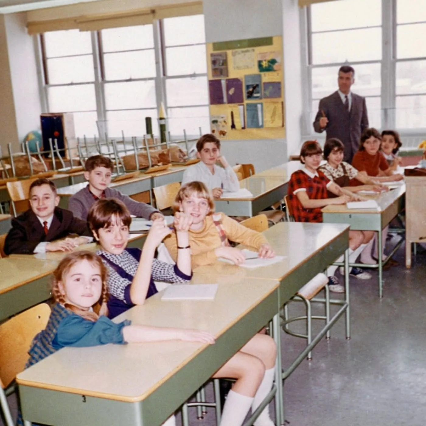 Albanian-American children and a teacher in a New York City classroom