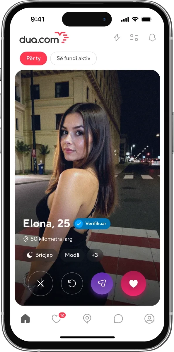 Profil demonstrues në një pamje promocionale të aplikacionit dua.com