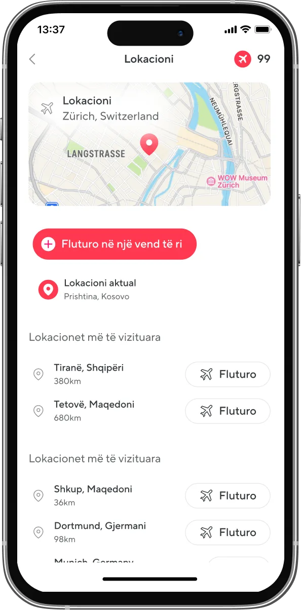 Flight mode screen